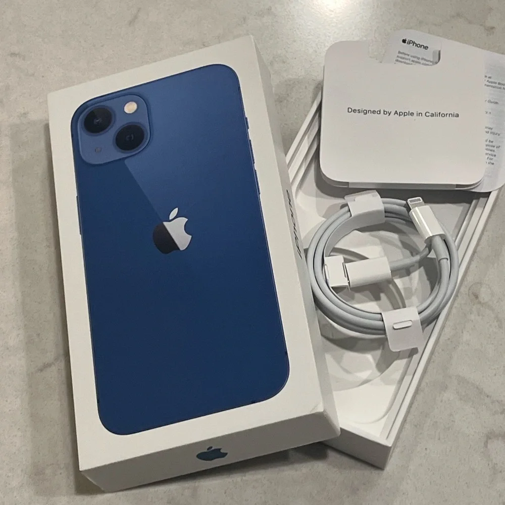 Apple iPhone 13 Gift Box and Original Charging Cord - Blue